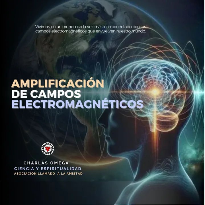 Cartel de la charla «Amplificación de campos electromagnéticos»