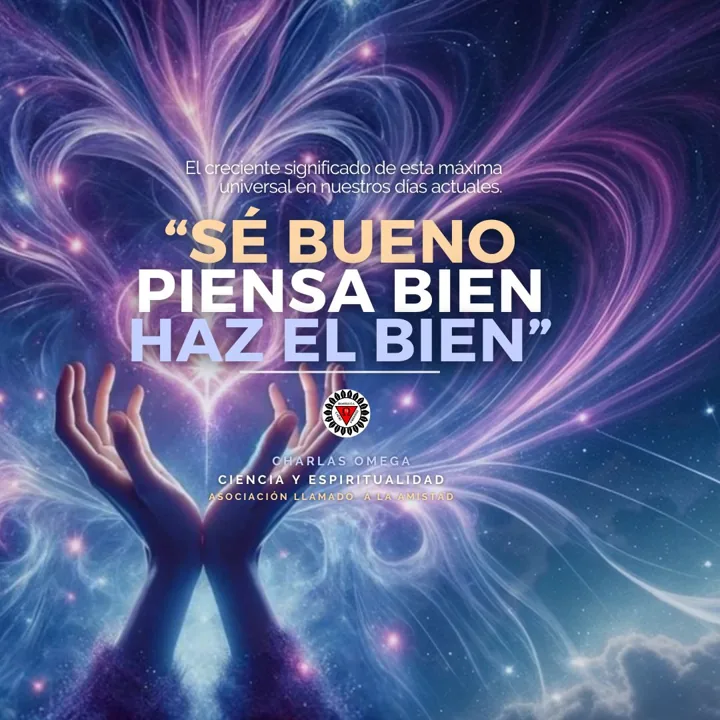 Cartel de la charla «Sé bueno, piensa bien, haz el bien»
